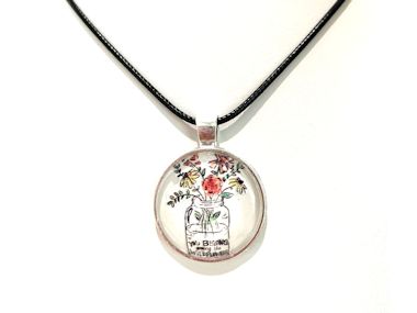 You Belong Among The Wildflowers Pendant Necklace (Black Cord, Silver Chain or Keychain)